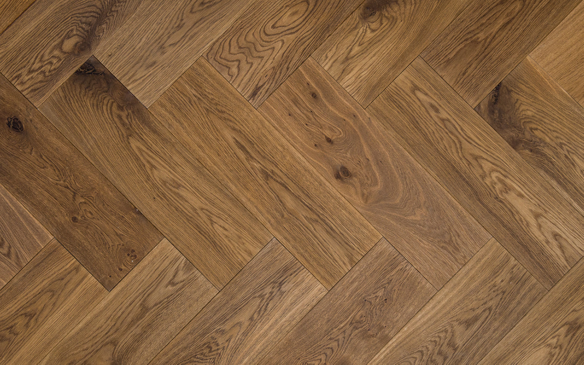 Floer - Dubbel Gerookt + Naturel Geolied - FLR-4002 - Visgraat Rustiek Eiken Multiplank