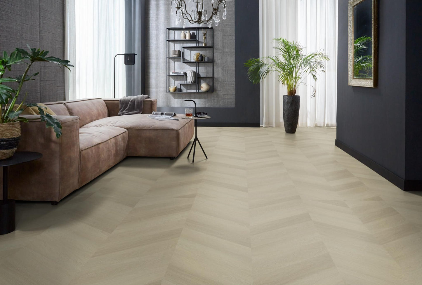 Floorlife - Yup Fulham Chevron - Hongaarse Punt - 6613161219 - Smoky - Dryback