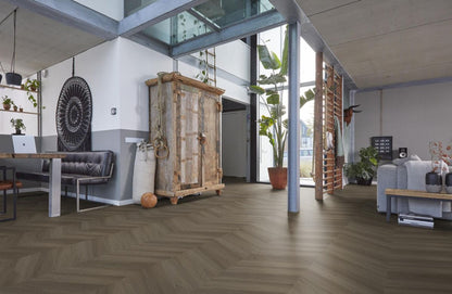 Floorlife - Yup Fulham Chevron - Hongaarse Punt - 6613161519 - Brown - Dryback