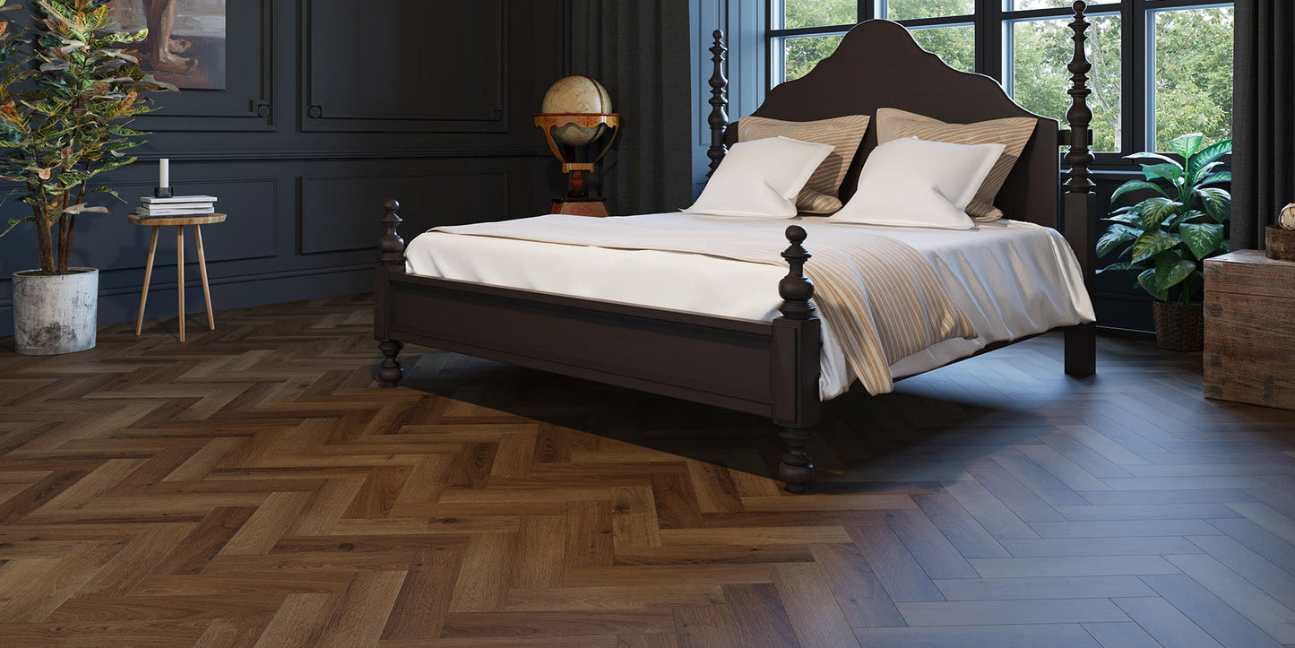 Invictus Maximus - Highland Oak Parquet - Chocolate 42 - Kleine Visgraat - Dryback